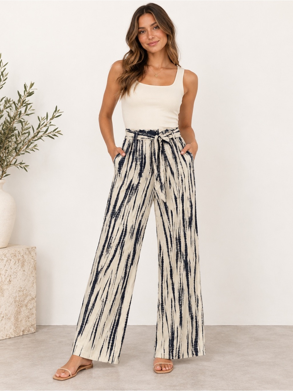 Jolt XL Linen Blend Tie Dye Wide Leg Palazzo Pants NWOT